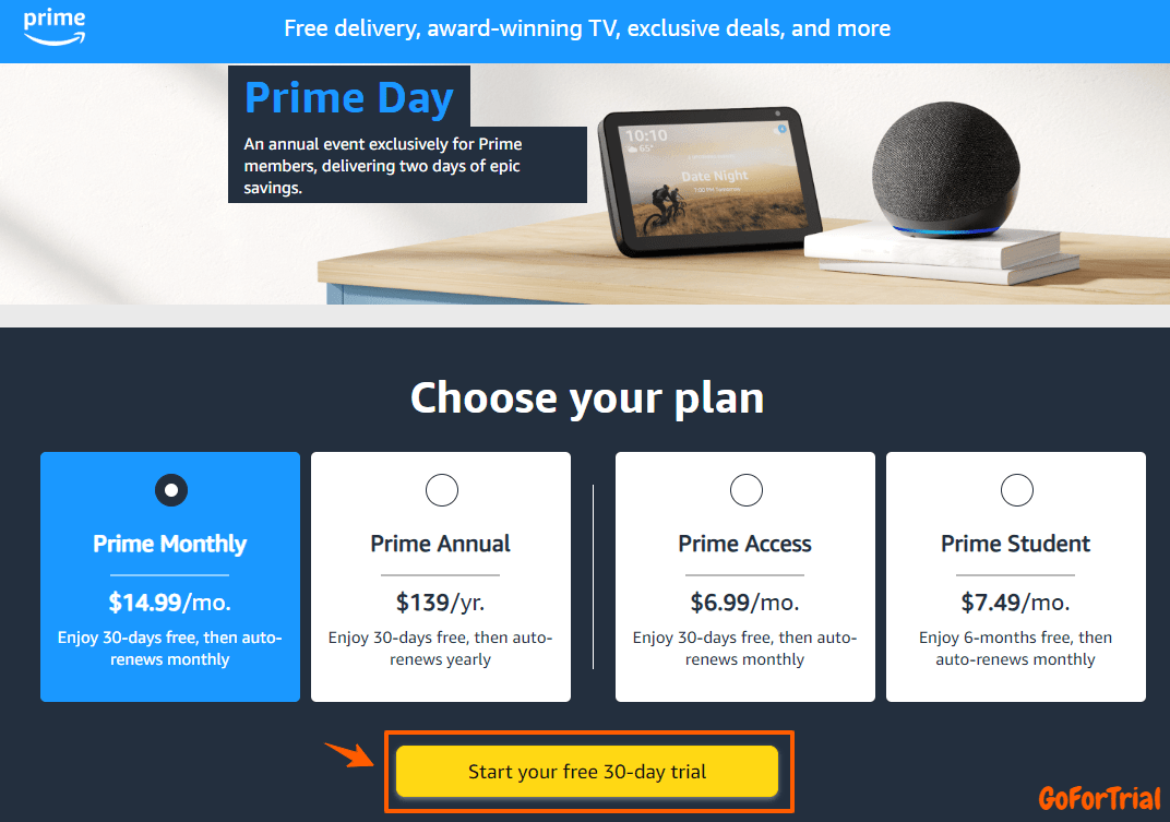 Prime Video Free Subscription 2025, Get 30 days/ 6 month Free Trial US 3 Amazon Prime Video Free Trial Membership Plans