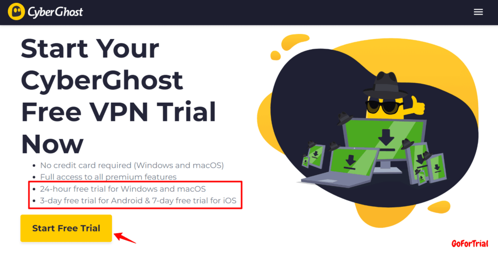 15 Best VPN Free Trials in 2025: Try Risk-Free for 30 Days Without Credit Card 4 CyberGhost Free-VPN-Trial-No-Tricks-No-Credit-Card--VPN