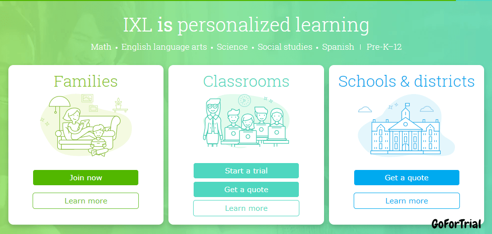 IXL Free Trial for Families and Schools, Get IXL Free Trial for upto 90 Days 4 IXL Membership Plans Type