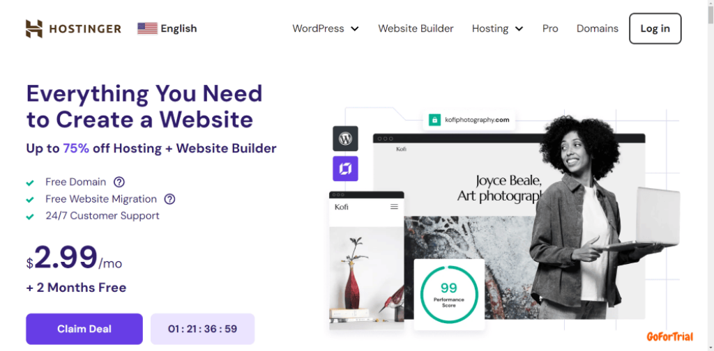 Best VPS Free Trial 2025 - Get $100 Credit, Upto 90 Days Trial 1 Why Try Hostinger