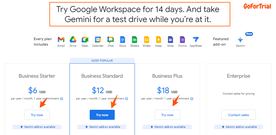 Google Workspace Free Trial, Try GSuite 14 Days Completely FREE 15 Google Workspace Pricing Plans USA