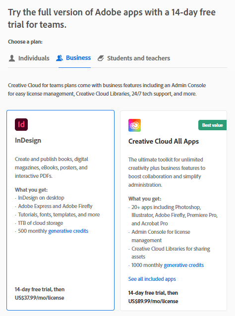 Adobe InDesign Free Trial: Get a Premium Trial For 21 Days 4 Adobe-InDesign-Pricing-Plan